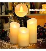 Led Mum 3lü Set Yanma Efektli Titrek Işık Özellikli Zamanlayıcılı Gerçek Hisli Mum Işık Aydınlatma Kumandalı - 1
