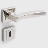 Kare Rozetli Oda Kapı Kolu Sağa ve Sola Uygun Nikel Saten 1 Takım thumbnail 5