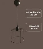 Silindir Avize Teli , İskeleti (Küçük Kısa 20x15 Cm) Siyah Statik Boyalı (Duy Takımı Dahil) - 1