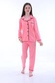 Gömlek Yaka Cep Detaylı Lila Kız Çocuk Pijama Takımı thumbnail 6