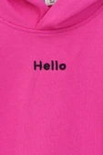 Kapüşonlu Hello Nakış Baskılı Basic Pembe Çocuk Eşofman Takımı thumbnail 4