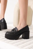 Ecilef Siyah Gümüş Tokalı Kadın Loafer - 3