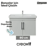 D20 80 Cm Kapaklı Lavabo Dolabı Beyaz Melamin Kapak (Demonte) thumbnail 3
