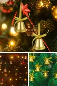 12’li Sarı Kurdeleli Çan Zili Noel Çam Ağacı Süsü Şık Yılbaşı Çam Ağacı Süsleri 3 Cm Ev Ofis Dekoru thumbnail 1