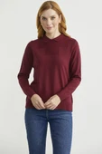 Bebe Yaka Yünlü Triko Kazak - Bordo thumbnail 1