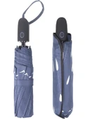 Yağmur Damlası Desenli Tam Otomatik Lux Kadın Şemsiyesi Mavi thumbnail 6