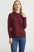 Bebe Yaka Yünlü Triko Kazak - Bordo thumbnail 3