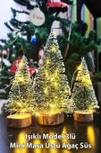 Hoşgeldin Yeni Yıl 3’lü Mini Noel Çam Ağacı Kar Efektli LED Işıklı Çam Ağaçları Seti 15 – 11– 10 Cm thumbnail 1