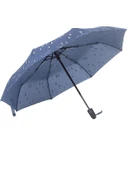 Yağmur Damlası Desenli Tam Otomatik Lux Kadın Şemsiyesi Mavi thumbnail 4