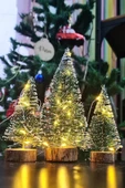 Hoşgeldin Yeni Yıl 3’lü Mini Noel Çam Ağacı Kar Efektli LED Işıklı Çam Ağaçları Seti 15 – 11– 10 Cm thumbnail 3