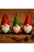 Şömine Ve Ağaç Yanına Yeni Yıl 3 lü Noel Cüce Süsleri El Yapımı Özel Tasarım Şık Biblo Hediye 13 Cm thumbnail 3