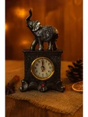Fil Figürlü Zarif Masa Saati Bolluk Şans Simgesi Kırmızı Taş Detaylı Gri Renkli Fil Masa Saati 19 cm thumbnail 3