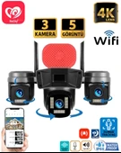 VeeSky+ S308 3 Kameralı 6MP 4K UltraHD Wifi Kamera Siren Gece Görüş thumbnail 9