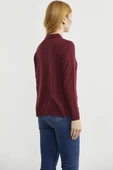 Bebe Yaka Yünlü Triko Kazak - Bordo thumbnail 5