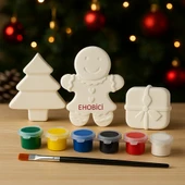 Ehobici Taş Boyama Yeniyıl Yılbaşı Seti 6 Renk Akrilik Boya 5ml + Fırça - 1
