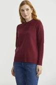 Bebe Yaka Yünlü Triko Kazak - Bordo thumbnail 4