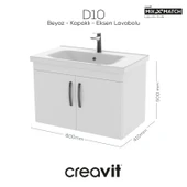 D20 80 Cm Kapaklı Lavabo Dolabı Beyaz Melamin Kapak (Demonte) thumbnail 1