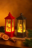 Yeni Yıl Noel Temalı 2 Li Set Işıklı Yılbaşı Feneri Noel Baba Kardan Adam Figürlü Kandili Fener 14Cm thumbnail 3