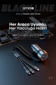 Black Line 60W Araç İçi Şarj Aleti, 5 Port, Spiral Kablolu, Type-C Micro USB Lightning Uyumlu - 5