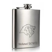 Unutulmaz Anlar İçin Sevgiliye İsime Kişiye Özel Hediye Aslan Temalı 9 Oz Çelik Cep Matara 266 ML thumbnail 2