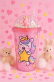 Renkli Boncuklu Unicorn Tasarımlı Pipetli İçecek Bardağı Çocuklar İçin Sevimli Suluk Pembe 2646 thumbnail 2