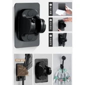 Periboia Kademeli Yapışkanlı Duş Başlığı Tutucu Ayarlı SİYAH Yeni thumbnail 1