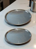 Paslanmaz Çelik Delikli Pizza Fırın Tepsisi Lahmacun Fırın Tepsisi 2'li Set 32 36 Cm thumbnail 2