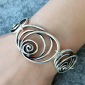 Geometrik Şekilli Kadın Bileklik Gümüş Kaplama Ayarlanabilir El Yapımı Bileklik thumbnail 3