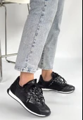 Ranu Siyah Cilt Paraşüt Detaylı Bağcıklı Spor Ayakkabı thumbnail 1