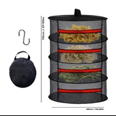 TİNEKE 4 Katlı Fermuarlı Meyve Sebze Kurutma Filesi  Katlanabilir Doğal Kurutma Sepeti  KIRMIZI thumbnail 6