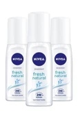 NIVEA Kadın Pump Sprey Deodorant Fresh Natural 48 Saat Deodorant Koruması 75ml 3'lü Set - 1