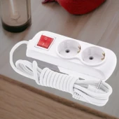Anahtarlı Grup Priz Fiş Çoğaltıcı 1 Metre Topraklı Düğmeli Çoklu Kablolu 2'li Asmalı Uzatma thumbnail 4