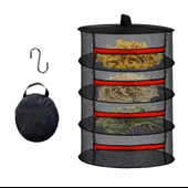 TİNEKE 4 Katlı Fermuarlı Meyve Sebze Kurutma Filesi  Katlanabilir Doğal Kurutma Sepeti  KIRMIZI thumbnail 1