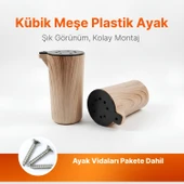 Kübik Meşe Sert Plastik 15 cm Mobilya Kanepe Koltuk Baza Yükseltme Ayağı Tekli Bohem Ayak thumbnail 7