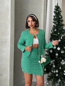 Ceketli etek takım chl kumaş yeşil h24443 thumbnail 8