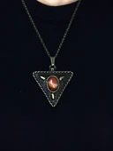 Doğal Taş Yemen Akik Doğal Taşlı Üçgen Model Antik Kadın Kolye euk41yma thumbnail 1