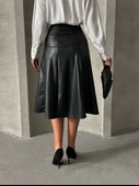 Komple parçalı deri etek siyah h26441 thumbnail 5