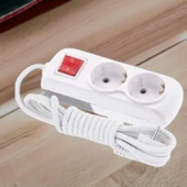 Anahtarlı Grup Priz Fiş Çoğaltıcı 1 Metre Topraklı Düğmeli Çoklu Kablolu 2'li Asmalı Uzatma thumbnail 3