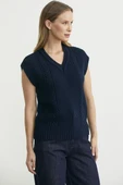 Yünlü V Yaka Triko Süveter - Lacivert thumbnail 4