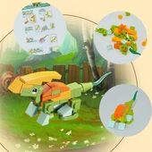 Bricks - Tyrannosaurus 12 in 1 Dinazor Yapım Seti - Blok Oyuncak SM195B thumbnail 6