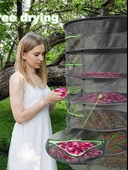 TİNEKE 4 Katlı Fermuarlı Meyve Sebze Kurutma Filesi  Katlanabilir Doğal Kurutma Sepeti  KIRMIZI thumbnail 4