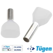 Tügen 2x0,75mm2 Çift Girişli İzoleli Yüksük Beyaz ( 1 Kutu 500 Adet ) thumbnail 1