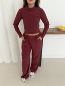 Balıkçı yaka örme takım bordo thumbnail 5