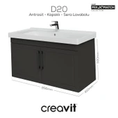 D20 100 Cm Kapaklı Lavabo Dolabı Antrasit Lake thumbnail 1