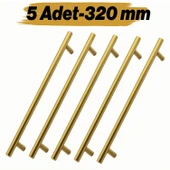 Mobilya Kulp Mutfak Dolap Çekmece Dolabı Kapak Kulpları Kulbu Gold Altın 320 mm 32 cm Metal (5 Adet) thumbnail 1
