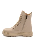 Aspor Bej Kürklü Bağcıklı Fermuarlı Kadın Topuklu Bot thumbnail 4