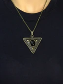 Doğal Taş Oniks Doğal Taşlı Üçgen Model Antik Kadın Kolye euk41o thumbnail 3