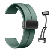 Sneezy Huawei Watch GT4 46mm İle Uyumlu 22mm Coastal Magnet Tokalı Silikon Kordon Haki - 2