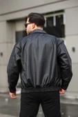 Claassics Men Erkek Oversize Suni Deri Oversize Bomber Ceket - 7443 - 3