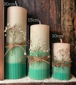 Yonca Baton Vanilya & Lavanta Kokulu 3'lü Dekoratif Mum Seti - 2